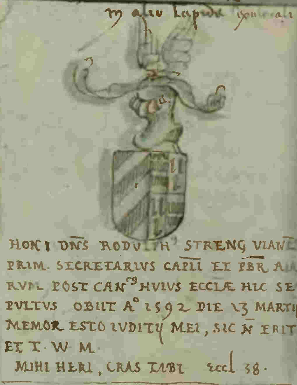 wapen van Rudolph Streng te Vianen in 1592